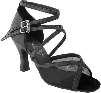argentine tango shoes-Very Fine Dance Shoes-VF 1630-Black Leather & Black Mesh