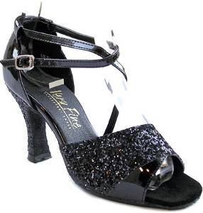 argentine tango shoes-Very Fine Dance Shoes-VF 1659-Black Sparkle & Black Patent