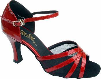 argentine tango shoes-Very Fine Dance Shoes-VF 6027-Red Patent & Black Mesh