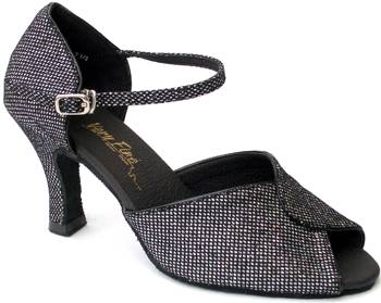 argentine tango shoes-Very Fine Dance Shoes-VF 6028-Black Sparklenet & Black Trim