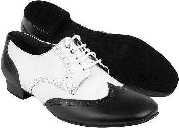 argentine tango shoes-Men's Very Fine Dance Shoes-VF PP301-Black & White Leather