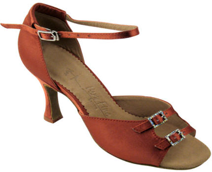 argentine tango shoes-Very Fine Dance Shoes-VF Sera 1620 (adjustable)-Dark Tan Satin and Stone