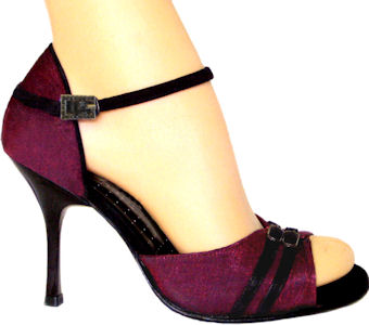 argentine tango shoes-Vida Mia - Lisa (adjustable)-With polished black stone ankle buckle